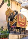 Statue of colorful decorative elephant at Udaipur city palace, Rajasthan, India