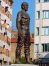 Statue commemorating oil wrestler Huseyin Pehlivan in Tekirdag, Turkey