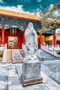 Statue of Confucius, the great Chinese philosopher in Temple of Confucius at Beijing Royalty Free Stock Photo