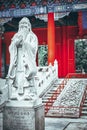 Statue of Confucius, the great Chinese philosopher in Temple of Confucius at Beijing Royalty Free Stock Photo