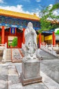 Statue of Confucius, the great Chinese philosopher in Temple of Royalty Free Stock Photo