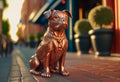 statue of a copper dog on the street. Royalty Free Stock Photo