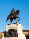 Statue of Count Gyula Andrassy, former hungarian prime minister. Equestrian statue at Budapest Parliament building Royalty Free Stock Photo