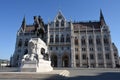 Statue of Count Gyula Andrassy in front of Hungarian parliament building