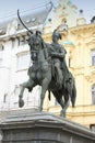 Statue of count Josip Jelacic on main square in Zagreb, Croatia