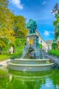 Statue of Counts Egmont and Hoorn on the square petit Sablon in Brussels, Belgium