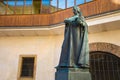 Statue in courtyard of Carolinum building of Charles University in Prague
