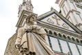 The Statue of Dante Alighieri located in Piazza Santa Croce, next to Basilica of Santa Croce, Florence, Italy. Royalty Free Stock Photo