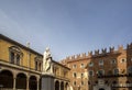 Statue of Dante Alighieri in Piazza dei Signori, Verona, Italy. Beautiful statues of Dante in the middle of Verona old town with Royalty Free Stock Photo