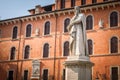 Statue of Dante Alighieri on square Piazza dei Signori in Verona