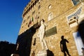 Statue of David in front of the Accademia Gallery in Florence under the sunlight Royalty Free Stock Photo