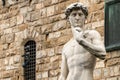 The statue of David by Michelangelo on the Piazza della Signoria in Florence Royalty Free Stock Photo