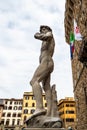 Statue of David -replica- from Michelangelo Buonarroti placed at Piazza Signoria in front of Palazzo Vechio in Florence Royalty Free Stock Photo