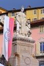 The statue dedicated to Saint John Bosco in his native village Castelnuovo don Bosco in Piedmont, Italy Royalty Free Stock Photo