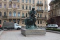 Boat statue along Neva river in St. Petersburg Russia Saints Petersburg .Russia