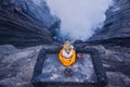 Statue of the deity Ganesha in the crater of the Bromo volcano in Indonesia Royalty Free Stock Photo