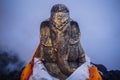 Statue of the deity Ganesha in the crater of the Bromo volcano in Indonesia Royalty Free Stock Photo