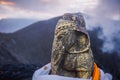 Statue of the deity Ganesha in the crater of the Bromo volcano in Indonesia Royalty Free Stock Photo