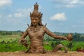 Statue of Dewi Sri, the goddess of rice, made from dried rice plant leaves, Located in the center of rice terraces Jatiluwih, a