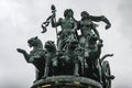 Statue Dionis and Ariadna chariot with four panthers on top of Dresden Opera Theatre in Dresden, Germany. May 2014 Royalty Free Stock Photo