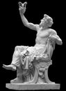 Statue of Dionysus or Bacchus with bunch of grapes isolated on white Royalty Free Stock Photo