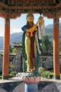 statue of a divinity (?) in a buddhist monument (national memorial chorten) in thimphu (bhutan) Royalty Free Stock Photo