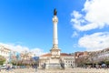 Statue of Dom Pedro IV at Rossio Square in downtown Lisbon, Port Royalty Free Stock Photo