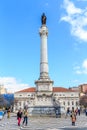 Statue of Dom Pedro IV at Rossio Square in downtown Lisbon, Port Royalty Free Stock Photo