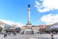 Statue of Dom Pedro IV at Rossio Square in downtown Lisbon, Port Royalty Free Stock Photo