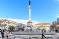 Statue of Dom Pedro IV at Rossio Square in downtown Lisbon, Port Royalty Free Stock Photo