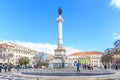 Statue of Dom Pedro IV at Rossio Square in downtown Lisbon, Port Royalty Free Stock Photo