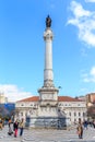 Statue of Dom Pedro IV at Rossio Square in downtown Lisbon, Portugal Royalty Free Stock Photo