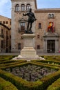 statue of Don Alvaro de Bazan in the Plaza de la Villa Square in downtown Madrid Royalty Free Stock Photo