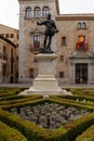 statue of Don Alvaro de Bazan in the Plaza de la Villa Square in downtown Madrid Royalty Free Stock Photo