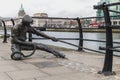 Statue by Dony MacManus of The Linesman in Dublin Royalty Free Stock Photo