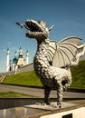 Statue of dragon at Kazan Kremlin in summer, Tatarstan, Russia