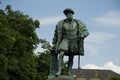 Statue of Duke Christoph on the Schlossplatz in Stuttgart - in the background the New Palace Royalty Free Stock Photo