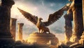 Statue of an eagle in the ancient city of Athens, Greece