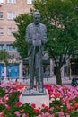 Statue of Eduardo JimÃÂ©nez Correas in Zaragoza on a spring day