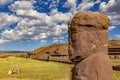 Statue `el Fraile` at Tiwanaku archeological site, Bolivia