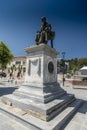 Statue of an elder in Vallianou Square Argostoli Kefalonia.