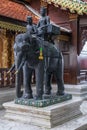 Statue of elephant riders at Wat Phrathat Doi Suthep Royalty Free Stock Photo
