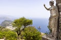 Statue of Emperor Augustus on Monte Solaro and view of rocks Faraglioni, Capri Island, Italy Royalty Free Stock Photo