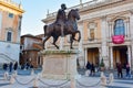 Statue of Emperor Marc Aurelio on Capitol Hill in Rome, Italy Royalty Free Stock Photo