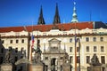 Statue on entrance to the Prague castle located in Hradcany dist Royalty Free Stock Photo