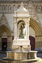 Statue at the entry of Saint Jean Cathedral, Lyon, France Royalty Free Stock Photo