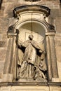 Statue Evangelist Matthew than in one of the niches of medieval