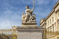 Statue in exterior fence of facade of Versailles Palace Royalty Free Stock Photo