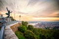 Statue facing the sunrise on Gerlert Hill in Budapest