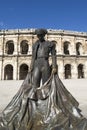 Statue of famous bullfighter in front of the arena in Nimes, France Royalty Free Stock Photo